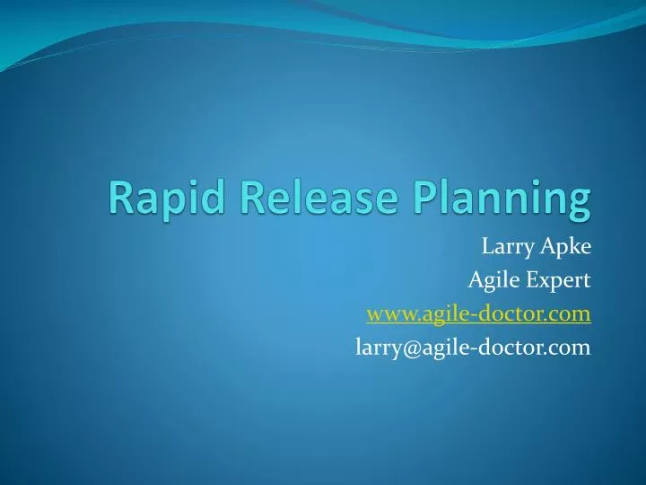 rapid release planning