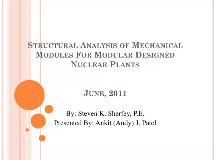 structural analysis of mechanical modules for modular designed nuclear plants june 2011