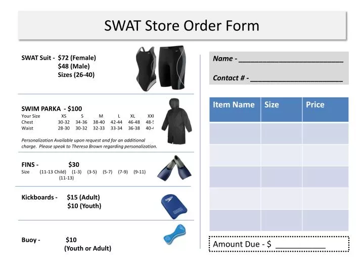 swat store order form