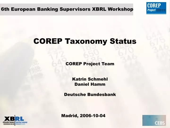corep taxonomy status