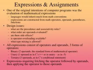 Expressions &amp; Assignments