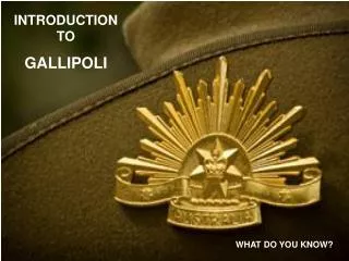 INTRODUCTION TO GALLIPOLI