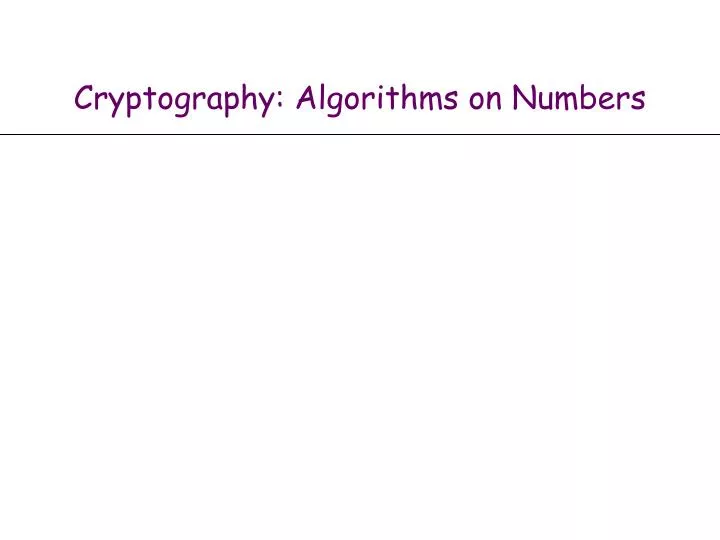 cryptography algorithms on numbers