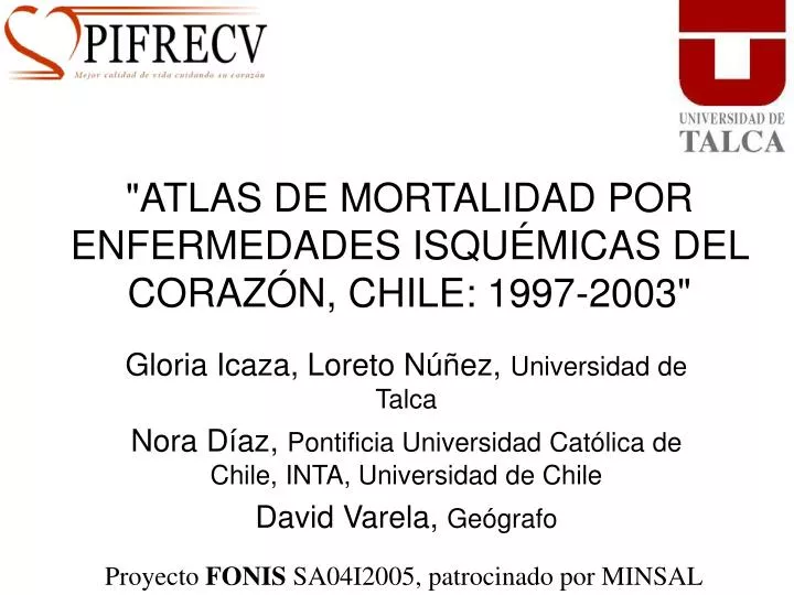atlas de mortalidad por enfermedades isqu micas del coraz n chile 1997 2003