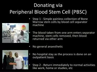 Donating via Peripheral Blood Stem Cell (PBSC)