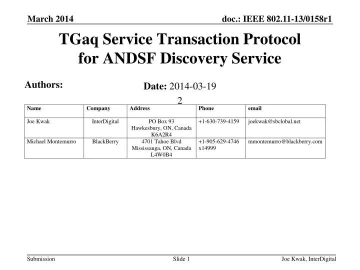 tgaq service transaction protocol for andsf discovery service