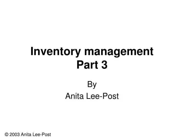 inventory management part 3