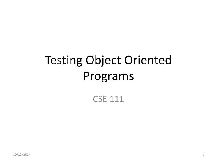 testing object oriented programs