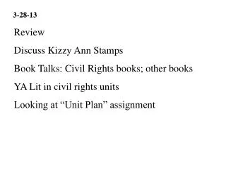 Review Discuss Kizzy Ann Stamps Book Talks: Civil Rights books; other books