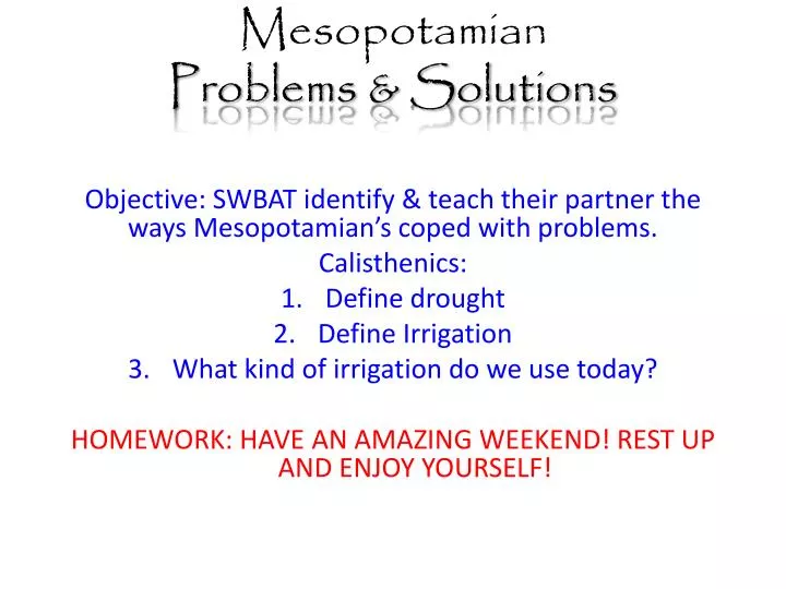 mesopotamian problems solutions