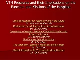 VTH Pressures and their Implications on the Function and Missions of the Hospital.