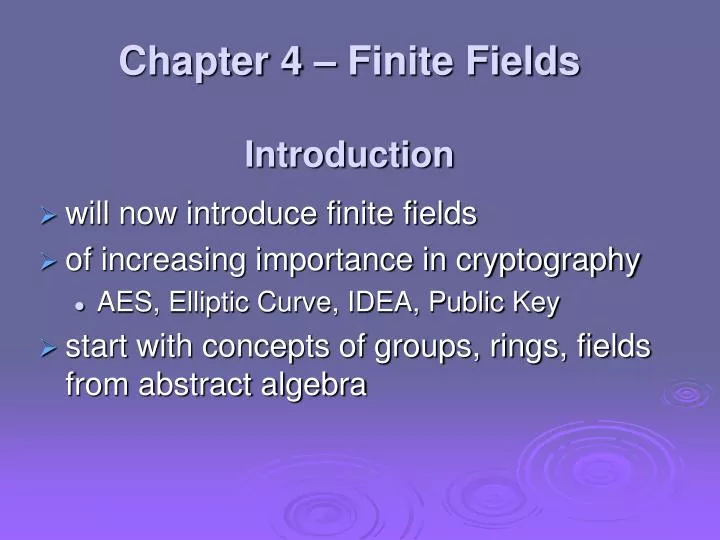 chapter 4 finite fields introduction