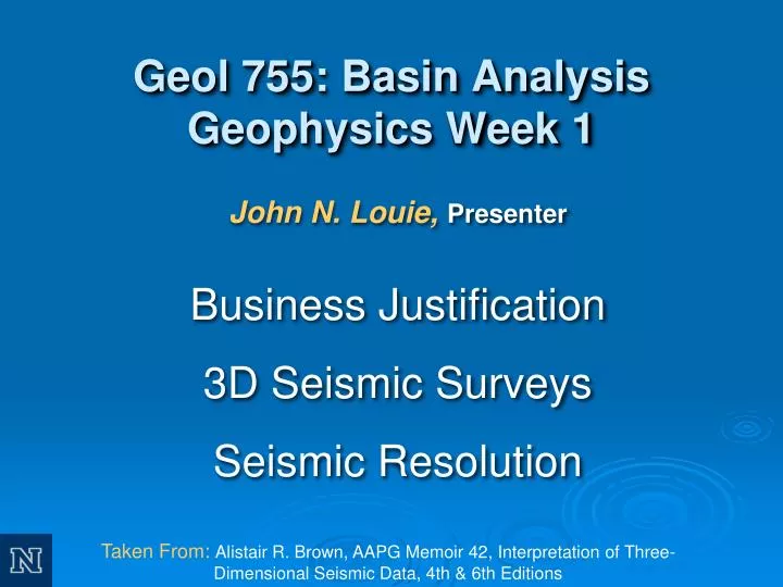 geol 755 basin analysis geophysics week 1