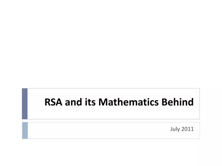 rsa and its mathematics behind