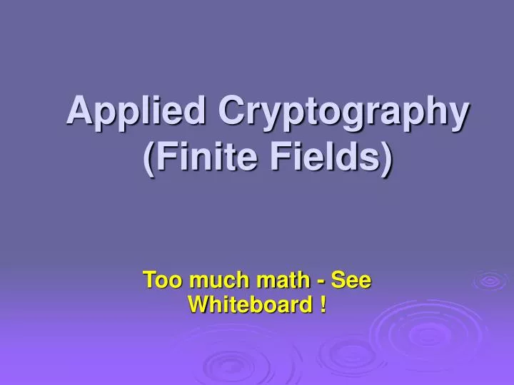 applied cryptography finite fields