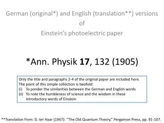 *Ann. Physik 17 , 132 (1905)
