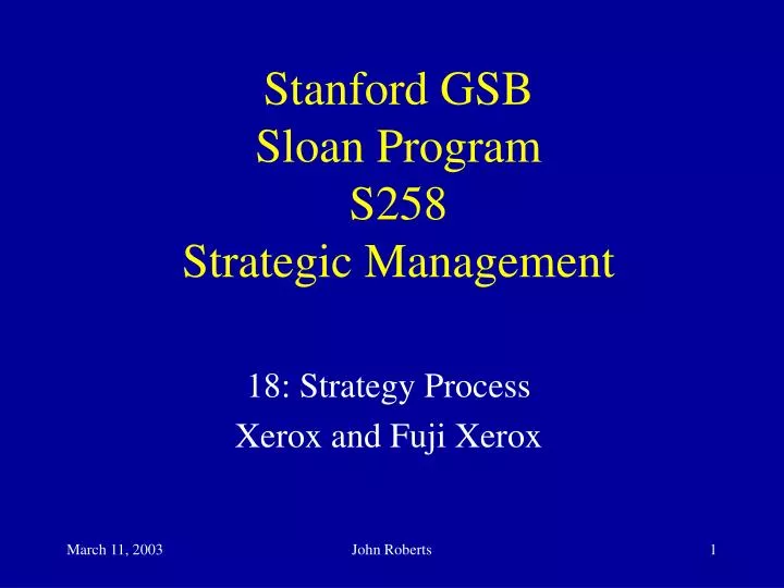 stanford gsb sloan program s258 strategic management