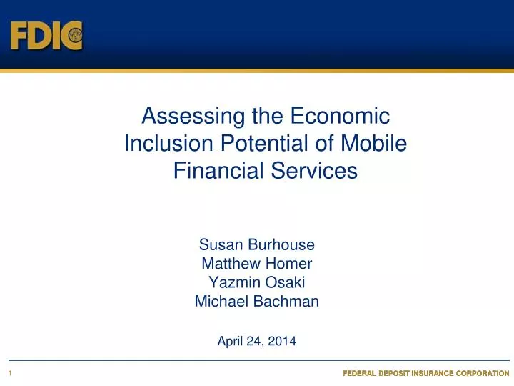 assessing the economic inclusion potential of mobile financial services