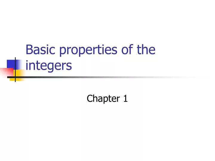basic properties of the integers