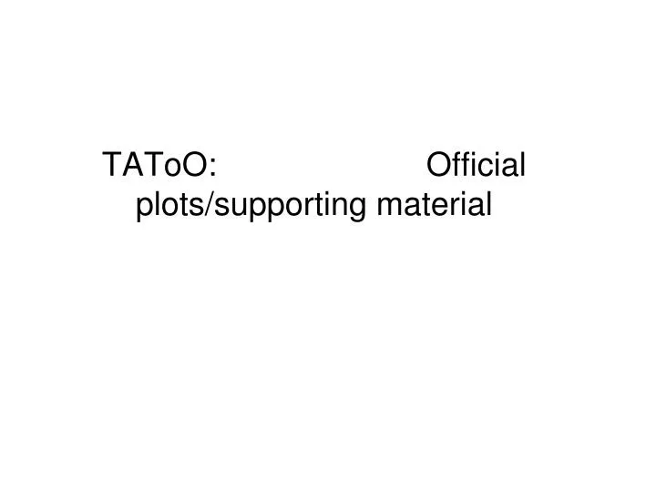 tatoo official plots supporting material