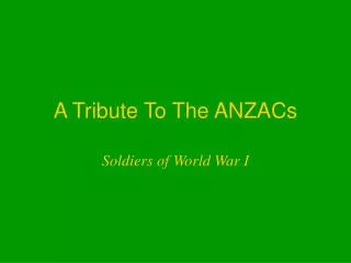 A Tribute To The ANZACs