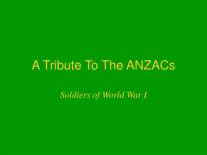 a tribute to the anzacs
