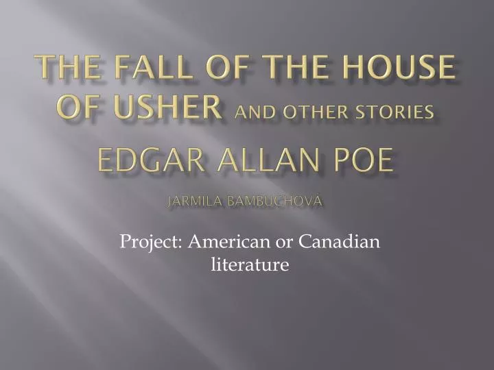 the fall of the house of usher and other stories edgar allan poe jarmila bambuchov