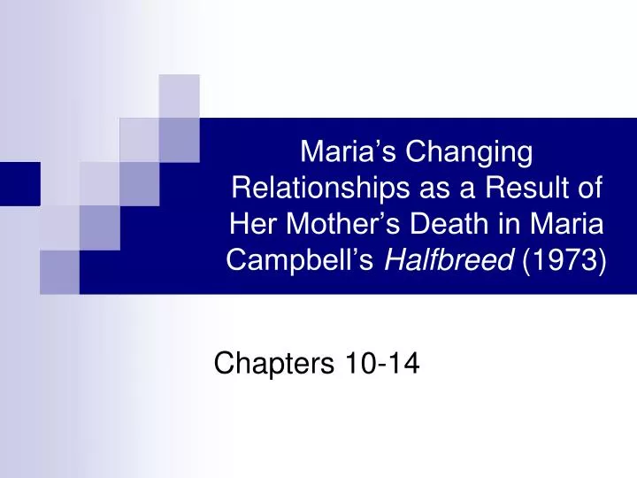 maria s changing relationships as a result of her mother s death in maria campbell s halfbreed 1973