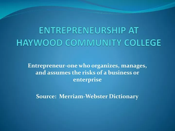 entrepreneurship at haywood community college