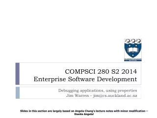 COMPSCI 280 S2 2014 Enterprise Software Development