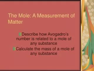 the mole a measurement of matter