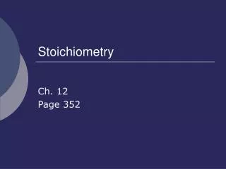 Stoichiometry