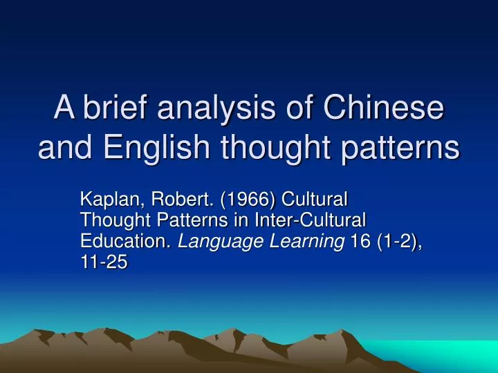 a brief analysis of chinese and english thought patterns