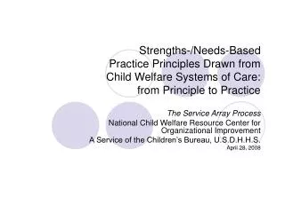 The Service Array Process National Child Welfare Resource Center for Organizational Improvement
