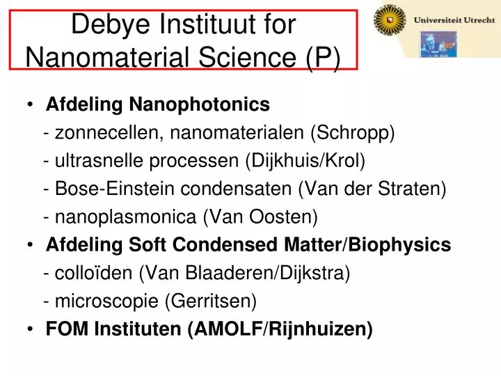 debye instituut for nanomaterial science p