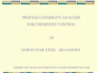 PROCESS CAPABILITY ANALYSIS FOR CHEMISTRY CONTROL