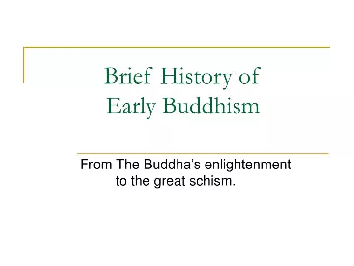brief history of early buddhism
