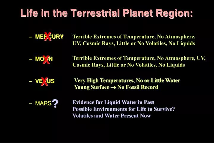 life in the terrestrial planet region