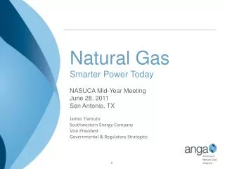Natural Gas Smarter Power Today NASUCA Mid-Year Meeting June 28, 2011 San Antonio, TX