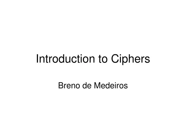 introduction to ciphers