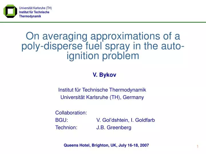 on averaging approximations of a poly disperse fuel spray in the auto ignition problem