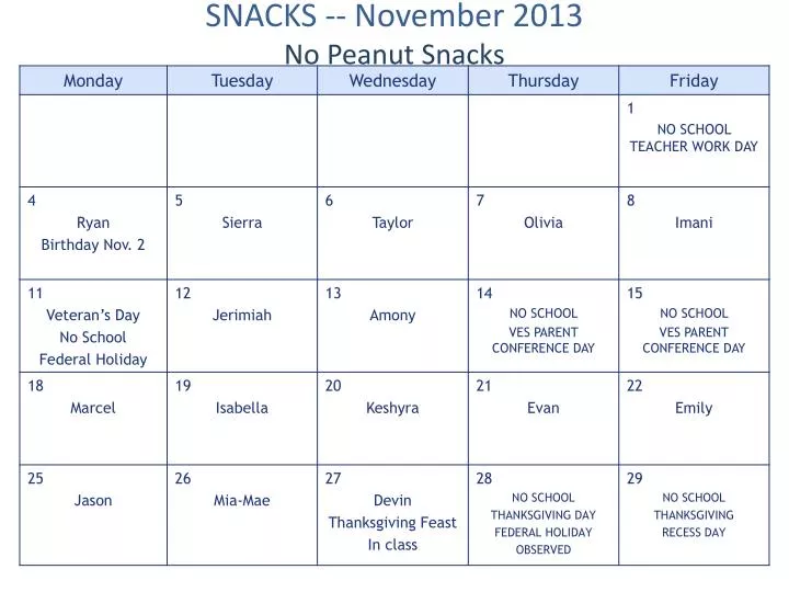 snacks november 2013 no peanut snacks
