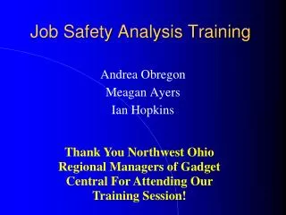 Job Safety Analysis Training