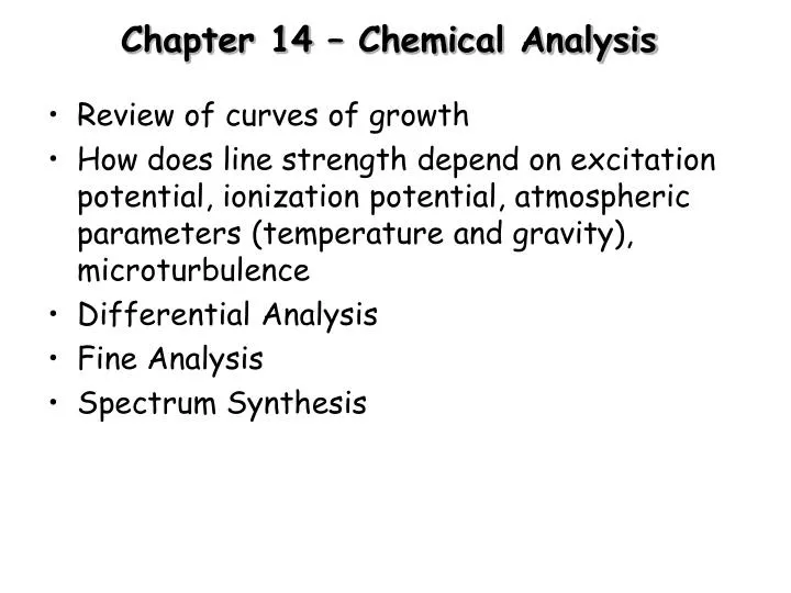 chapter 14 chemical analysis