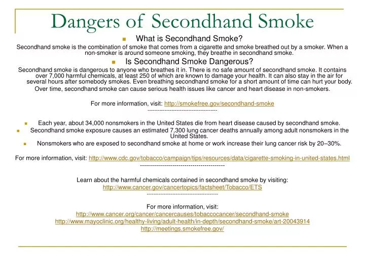 dangers of secondhand smoke