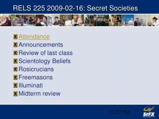 RELS 225 2009-02-16: Secret Societies