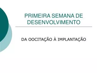 primeira semana de desenvolvimento