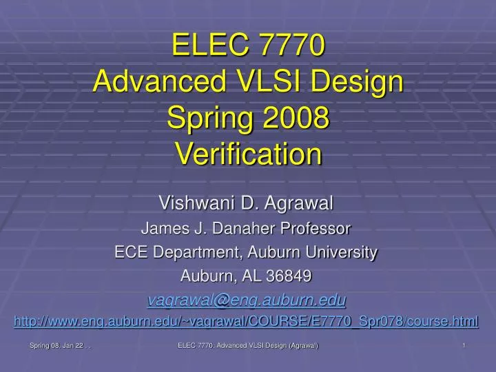 elec 7770 advanced vlsi design spring 2008 verification