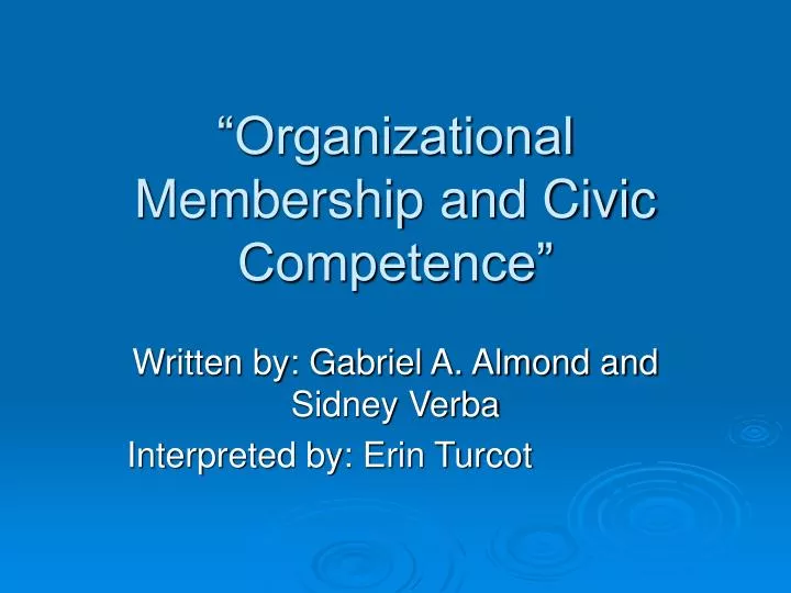 organizational membership and civic competence