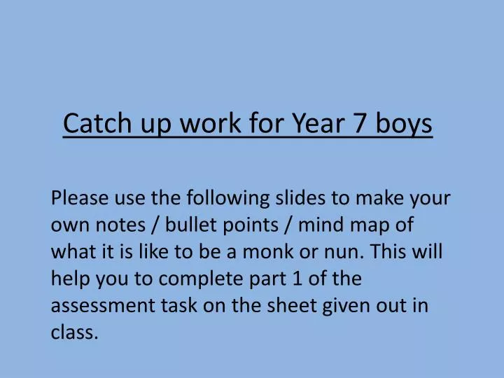 catch up work for year 7 boys